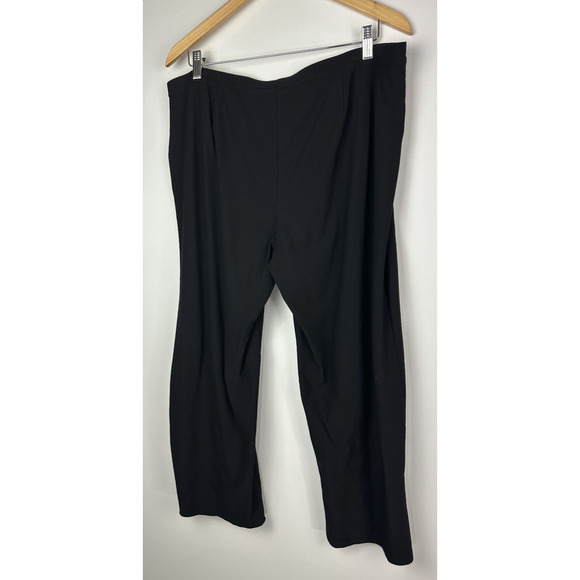 Eileen Fisher System Stretch Crepe Straight Pant Easy Fit Pull On Black Size XL - Picture 7 of 9
